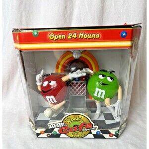 M&M Rock Café Roll Candy Dispenser Jukebox Red & Green Characters 1980s